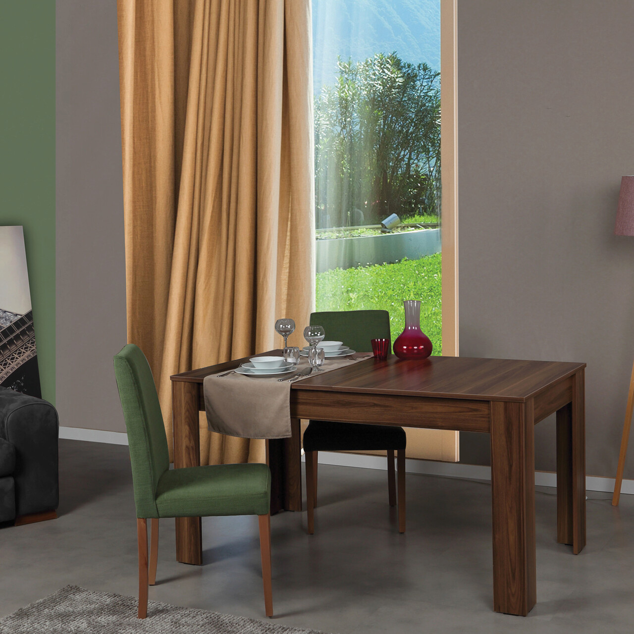 Masa extensibila, Hanah Home, Bois, 78x150x90 cm, Maro - imagine 7